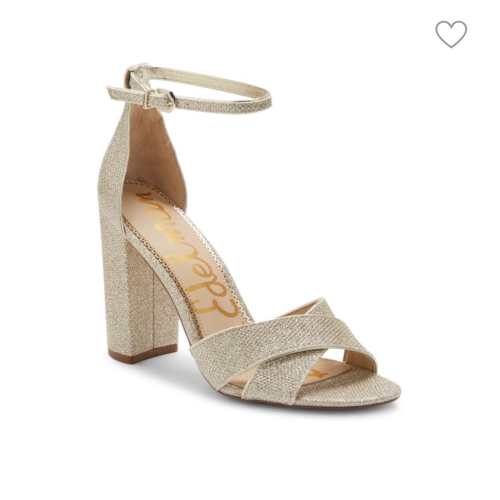 Sam Edelman Gold Glitter Block Heel Sandals